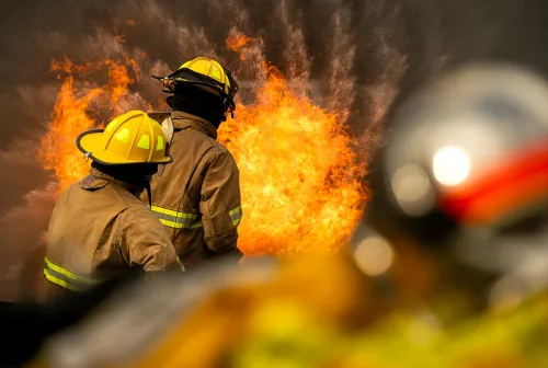 Briaroaks firefighters attack a structure fire with a charged hoseline